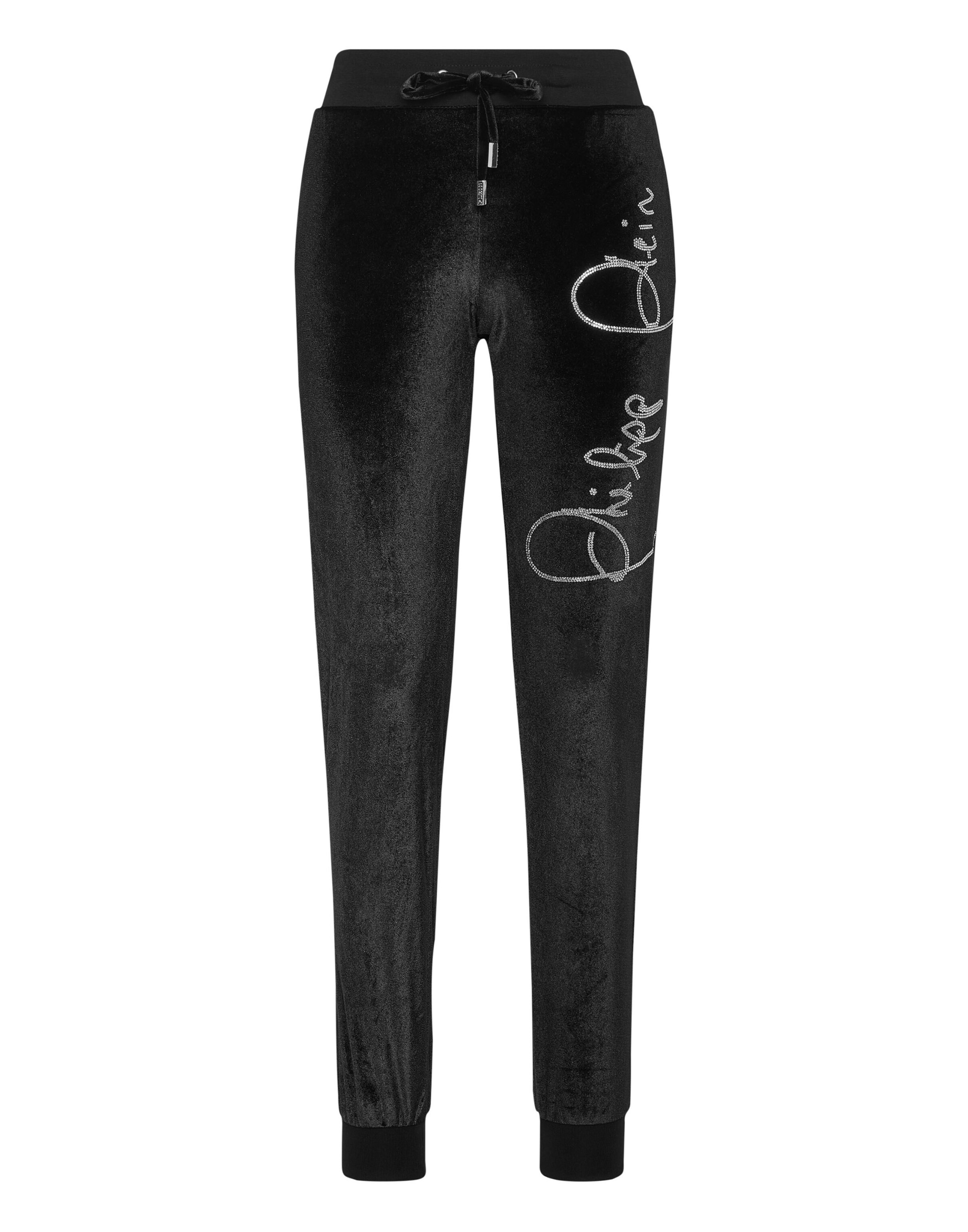 Tapered Pantaloni 'Signature' di Philipp Plein in nero: frontale