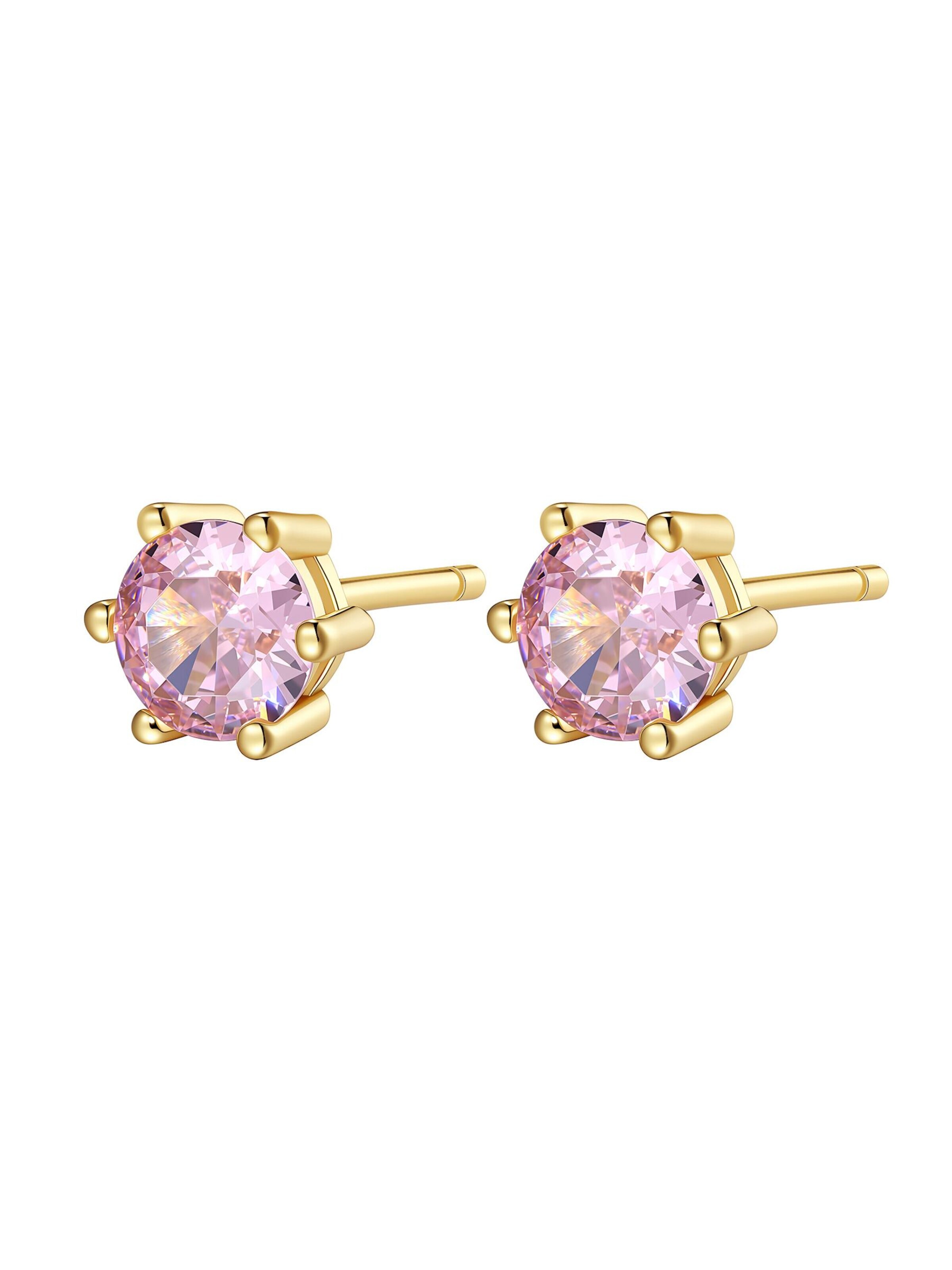 Hey Happiness Oorbellen 'Pink Gemstone' in Goud