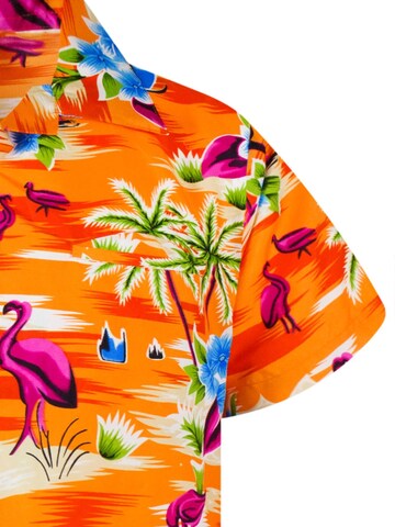 King Kameha Shirt 'Flamingos' in Orange