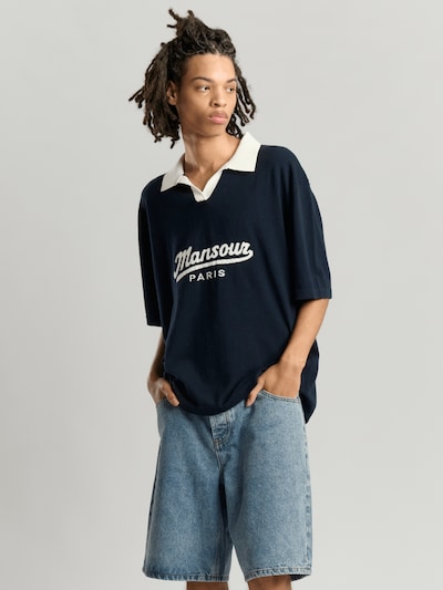 Mansour Shirts 'Jacquard Knitted Polo' i navy, Produktvisning