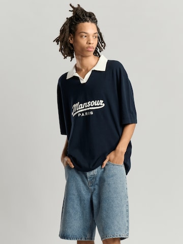 Mansour Shirt 'Jacquard Knitted Polo' in Blau: Vorderseite