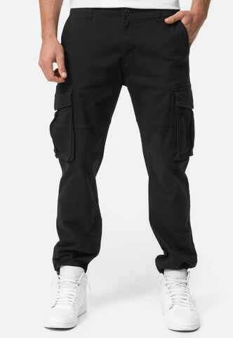 INDICODE JEANS Regular Cargohose 'Mauricio' in Schwarz: predná strana