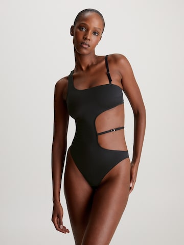 Calvin Klein Swimwear Bandeau Swimsuit in Black: front