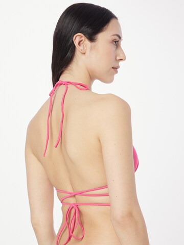 Monki Triangle Bikini Top in Pink