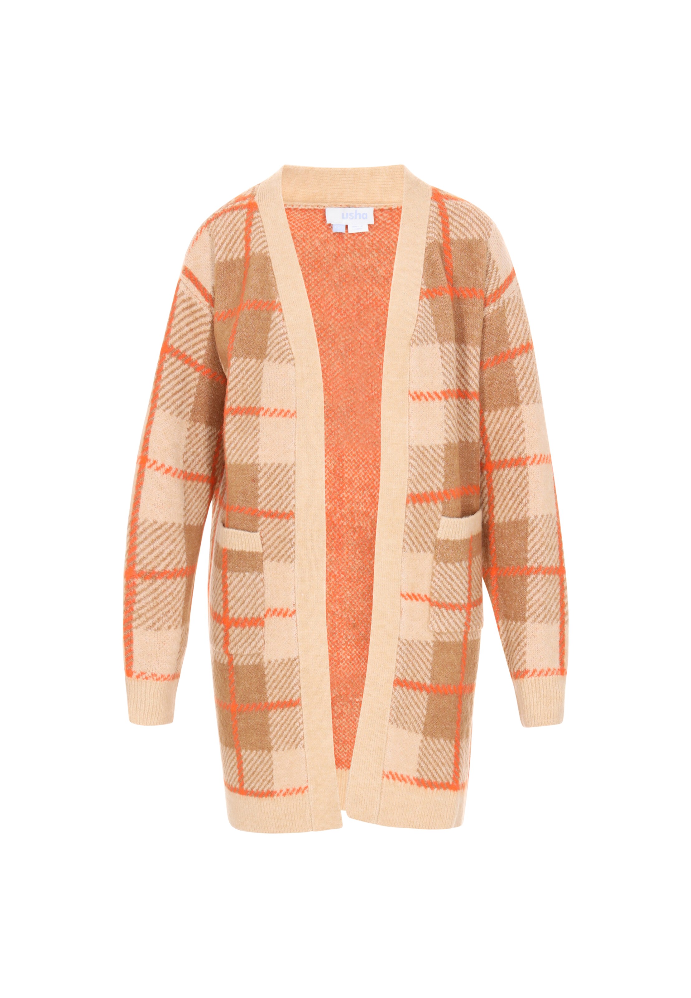 usha BLUE LABEL Πλεκτή ζακέτα σε μπεζ: μπροστά