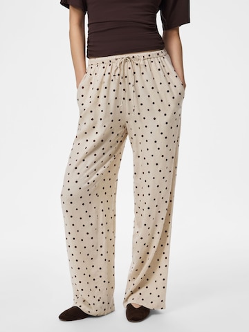 Wide Leg Pantalon 'PCPia' PIECES en gris : devant