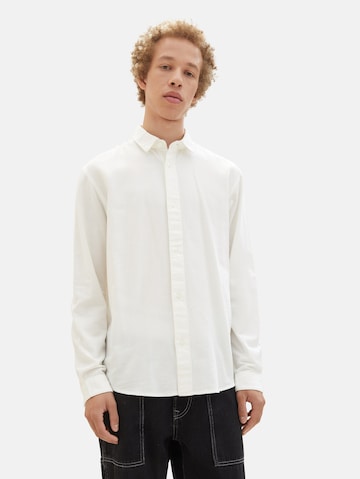 TOM TAILOR DENIM Regular fit Button Up Shirt in White: front