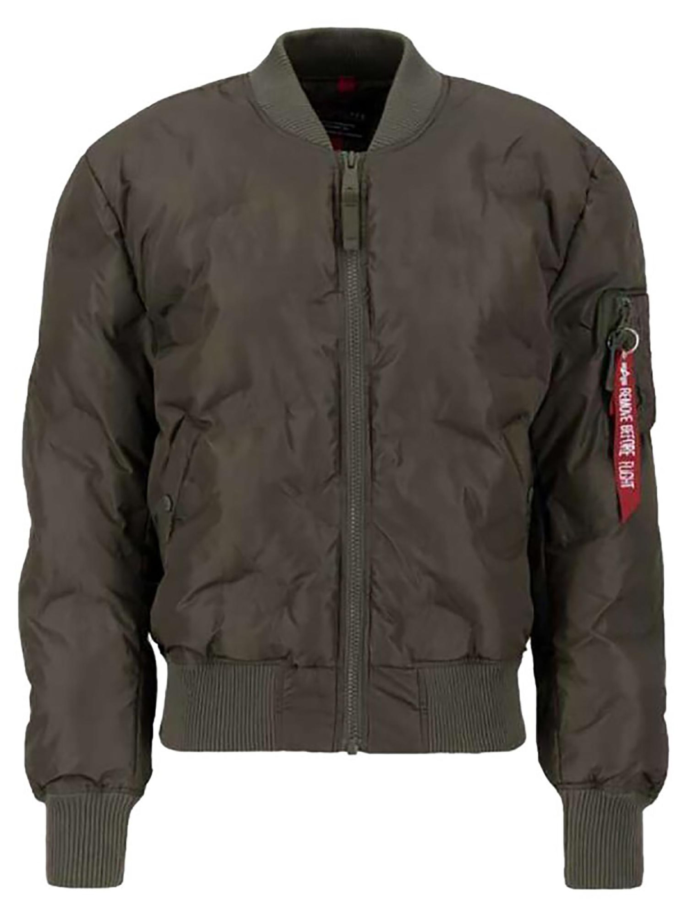 ALPHA INDUSTRIES Between-Season Jacket 'MA-1 Emb. Logo' in Green: front