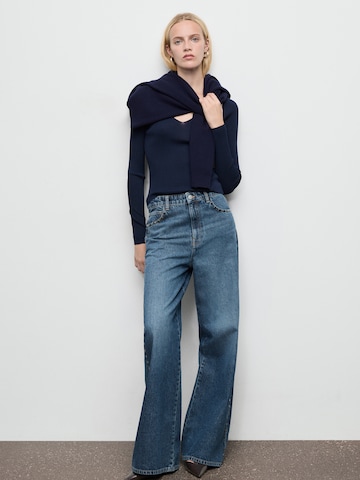 Wide Leg Jean 'STUDS' MANGO en bleu