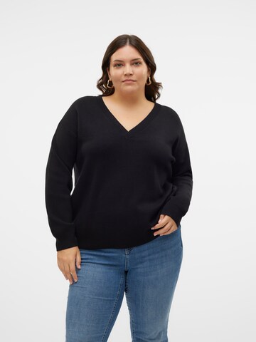 Vero Moda Curve Trui 'VMCGold' in Zwart: voorkant