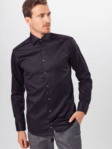 Coupe slim Chemise business 'Signature Twill' ETON en noir : devant