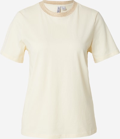 Marškinėliai 'PCRIA' iš PIECES, spalva – Auksas / vilnos balta, Prekių apžvalga