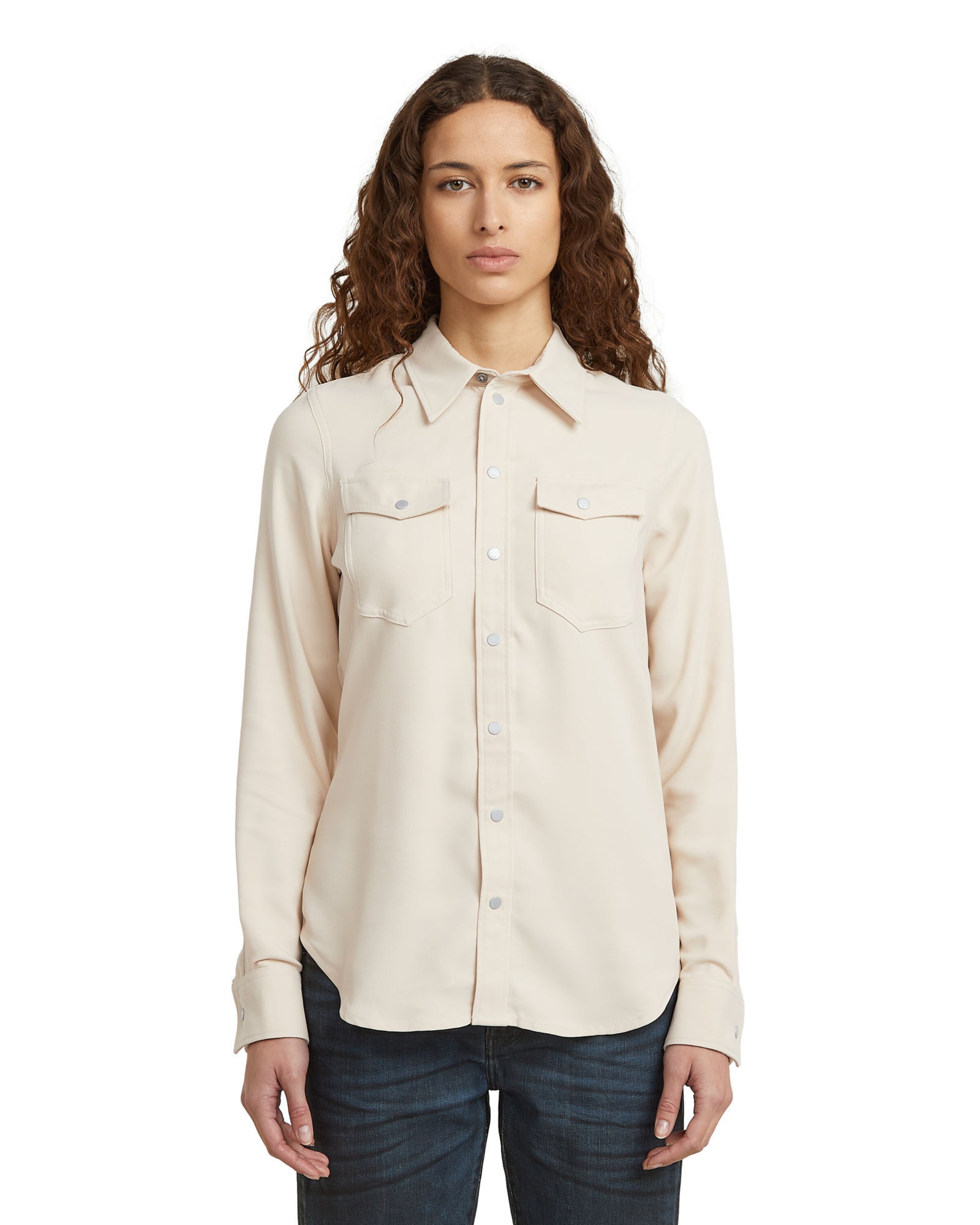 G-STAR Blouse 'Slim Western' in Beige: voorkant