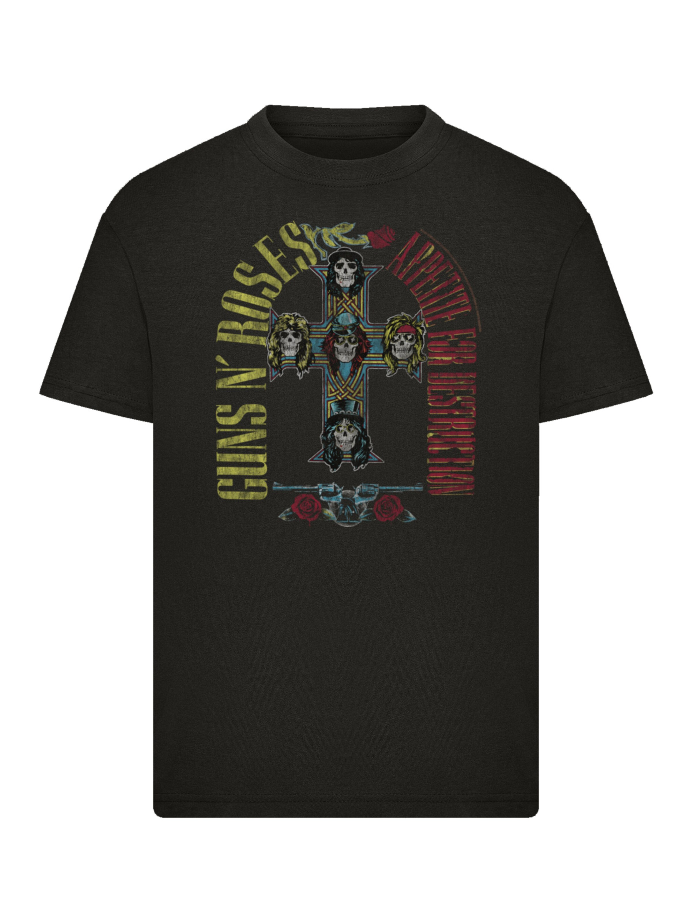F4NT4STIC Shirt 'Guns N' Roses Skull Rock Band Merch' in Black: front