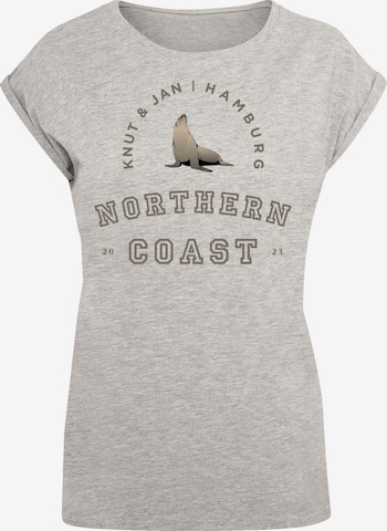 F4NT4STIC Shirt 'Robbe Knut & Jan Hamburg' in Grijs: voorkant