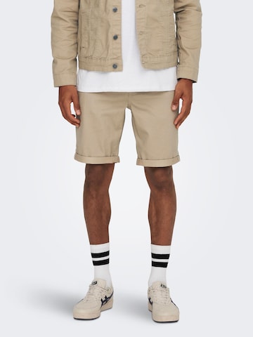 regular Pantaloni chino 'Ply' di Only & Sons in beige: frontale