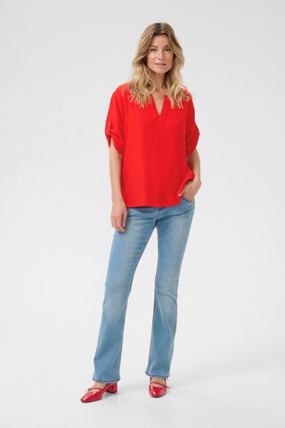 Cream Blouse in Red
