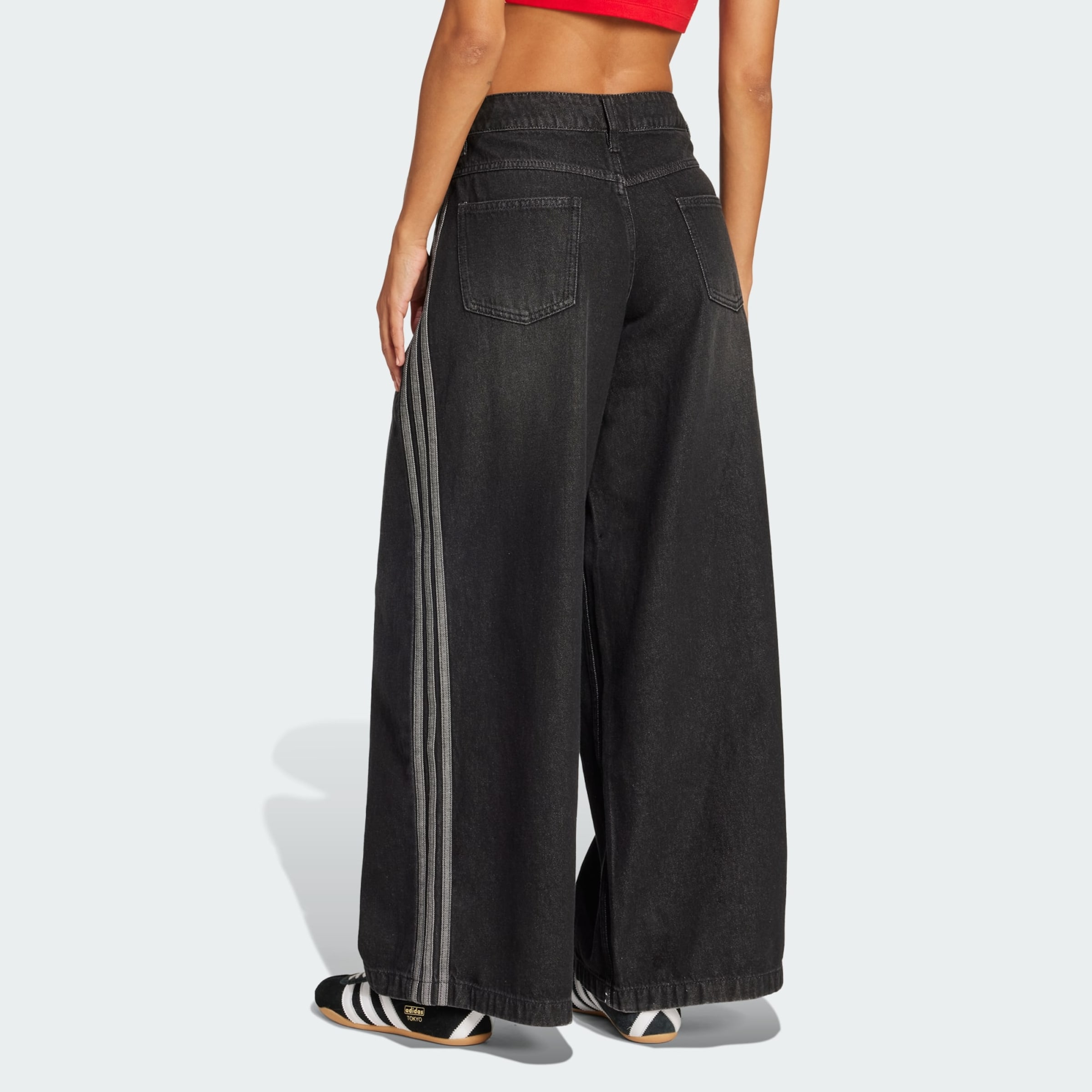 ADIDAS ORIGINALS Wide leg Jeans 'Adicolor Adilenium' pe Negru
