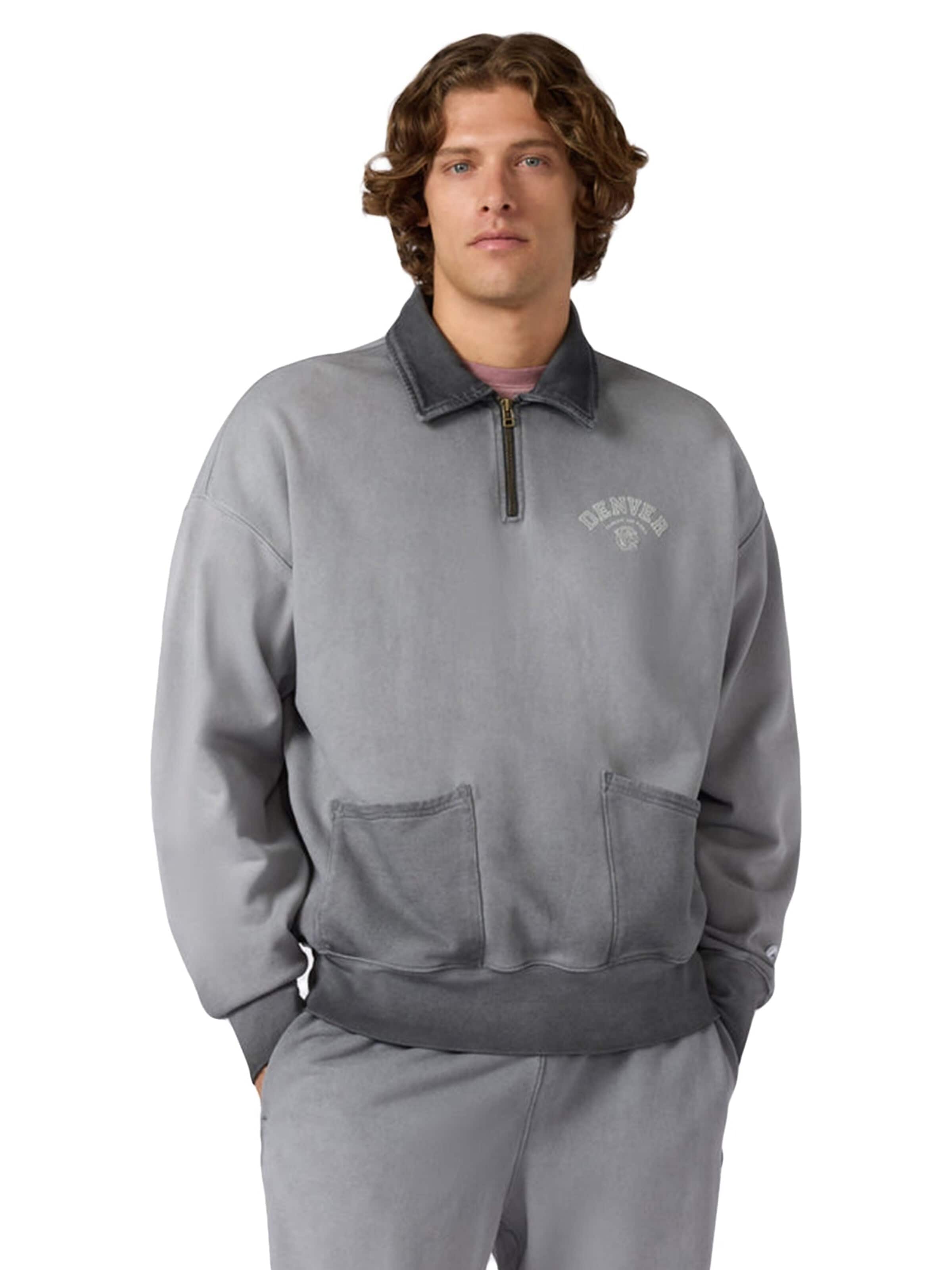 Felpa 'POLO NECK SWEATSHIRT FADED GREY' di Champion in grigio: frontale