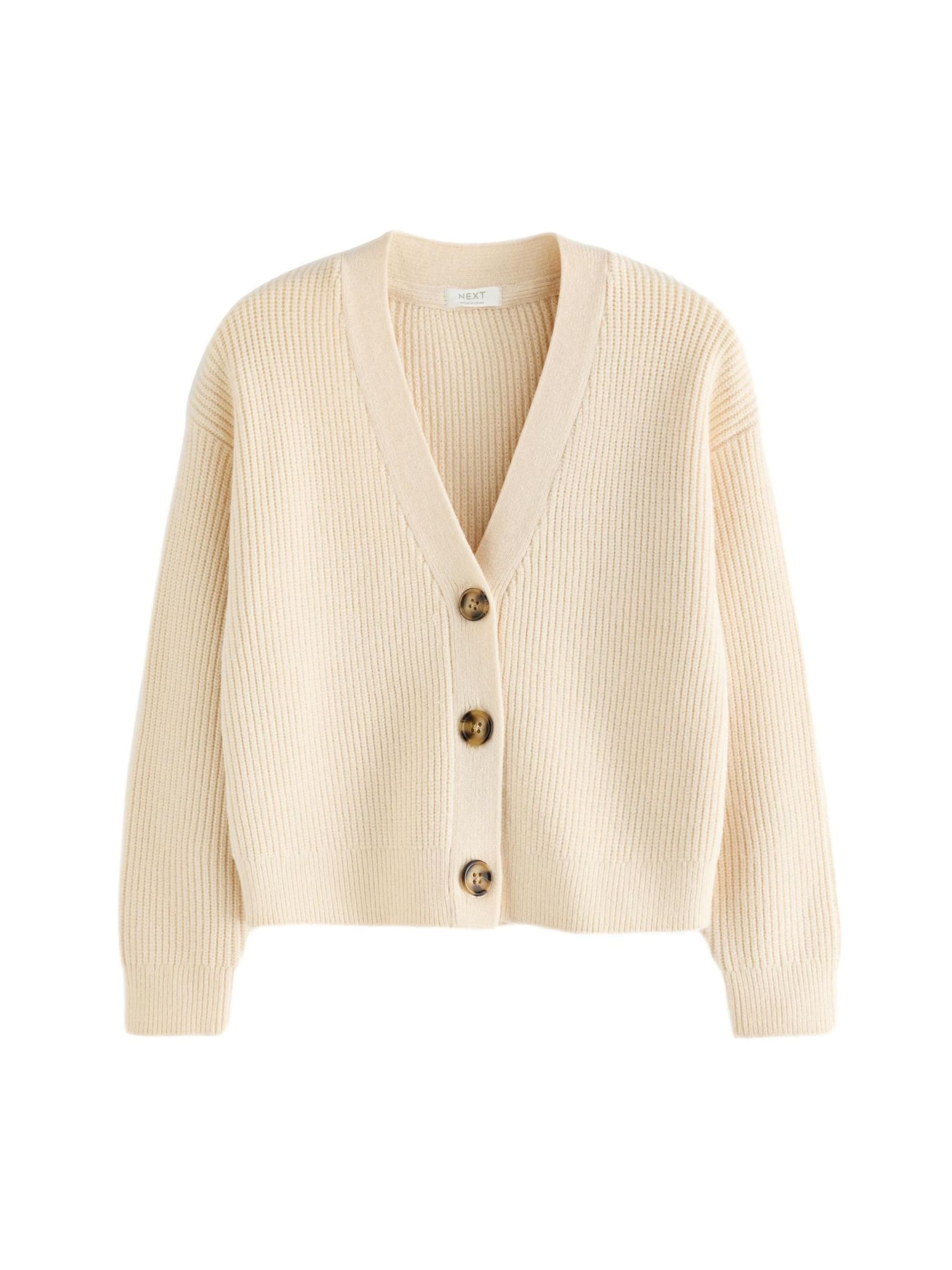 Geacă tricotată de la Next pe bej: față