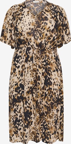 KAFFE CURVE Jurk 'Ami' in Bruin: voorkant