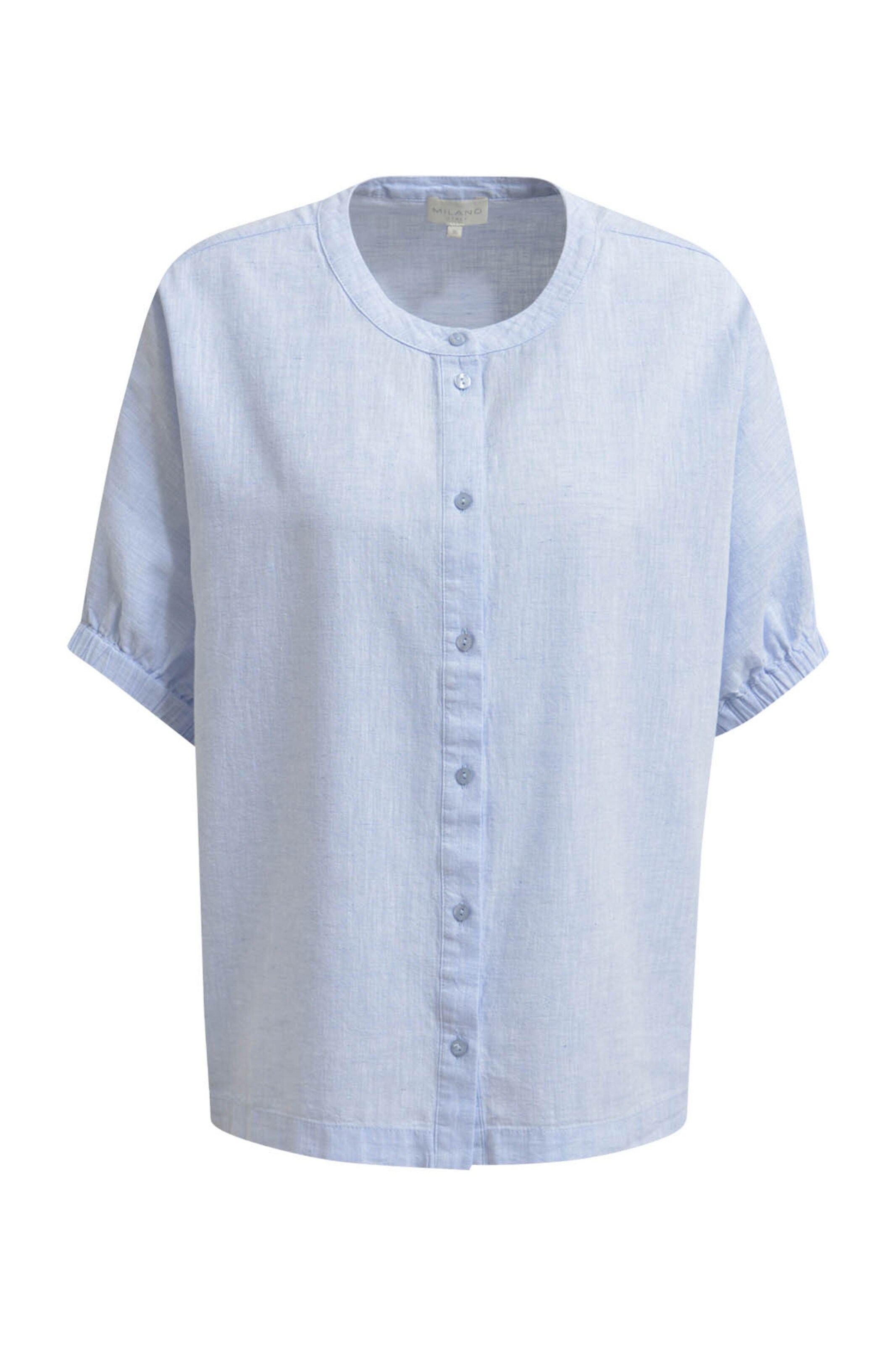 Milano Italy Oversized Bluse Kurzarm in Blau: Vorderseite