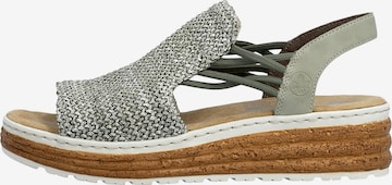 Rieker Sandale 'Santiago Sandalen mit Keilabsatz und Gummizug' in Grün: Vorderseite