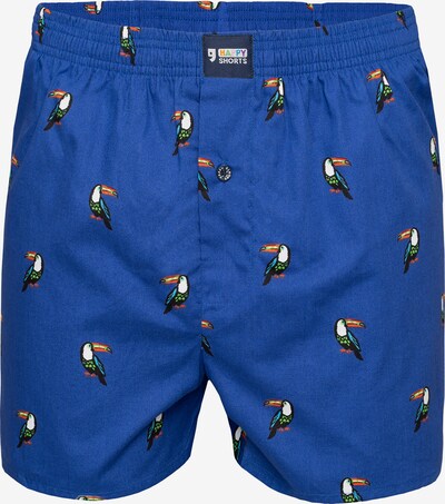 Happy Shorts Boxershorts in de kleur Kobaltblauw / Lichtgroen / Oranje / Zwart, Productweergave