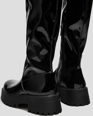 Pull&Bear Over the Knee Boots in Black