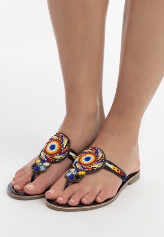 usha FESTIVAL T-Bar Sandals in Black