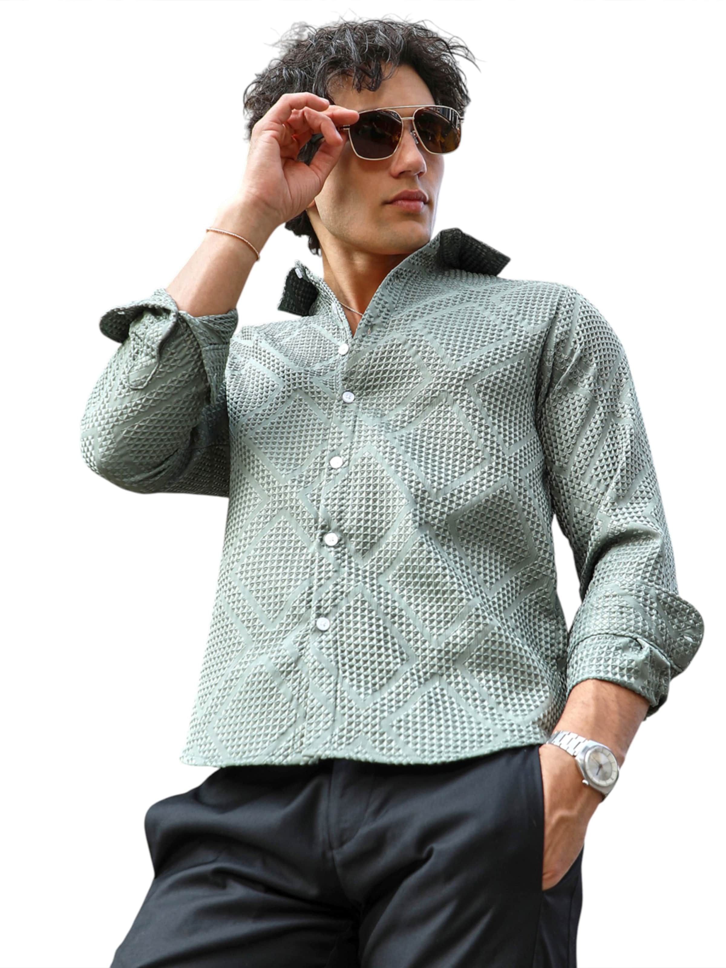 Regular fit Cămașă 'Elliott' de la Campus Sutra pe verde