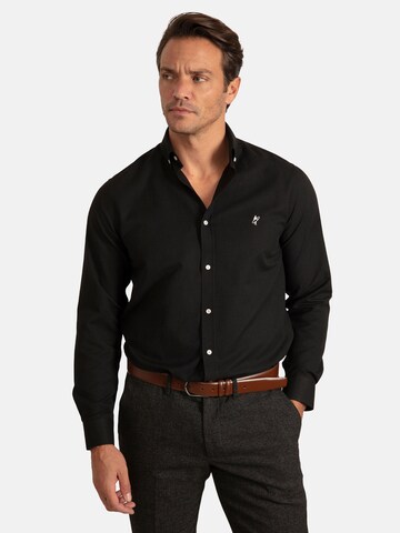 Regular fit Camicia business 'Oxford' di Jacey Quinn in nero: frontale