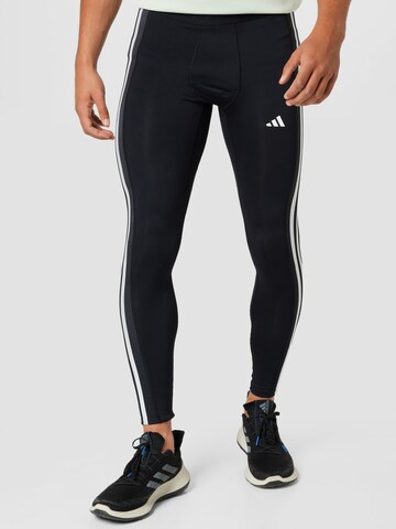 Skinny Pantaloni sportivi 'Techfit 3-Stripes Long' di ADIDAS PERFORMANCE in nero: frontale