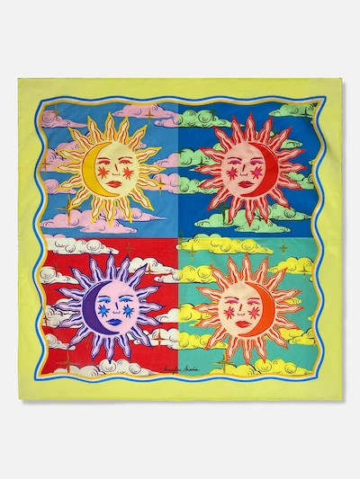 Marylène Madou Sjal 'Quadra Solstice Hotel Maison Madou Bright Chartreuse Cotton Bandana Scarf' i 65 x 65cm i Citrongul, Produktvisning