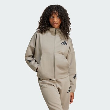 ADIDAS SPORTSWEAR Sports sweat jacket 'Z.N.E' in Brown: front