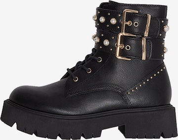 Bershka Lace-Up Ankle Boots in Black