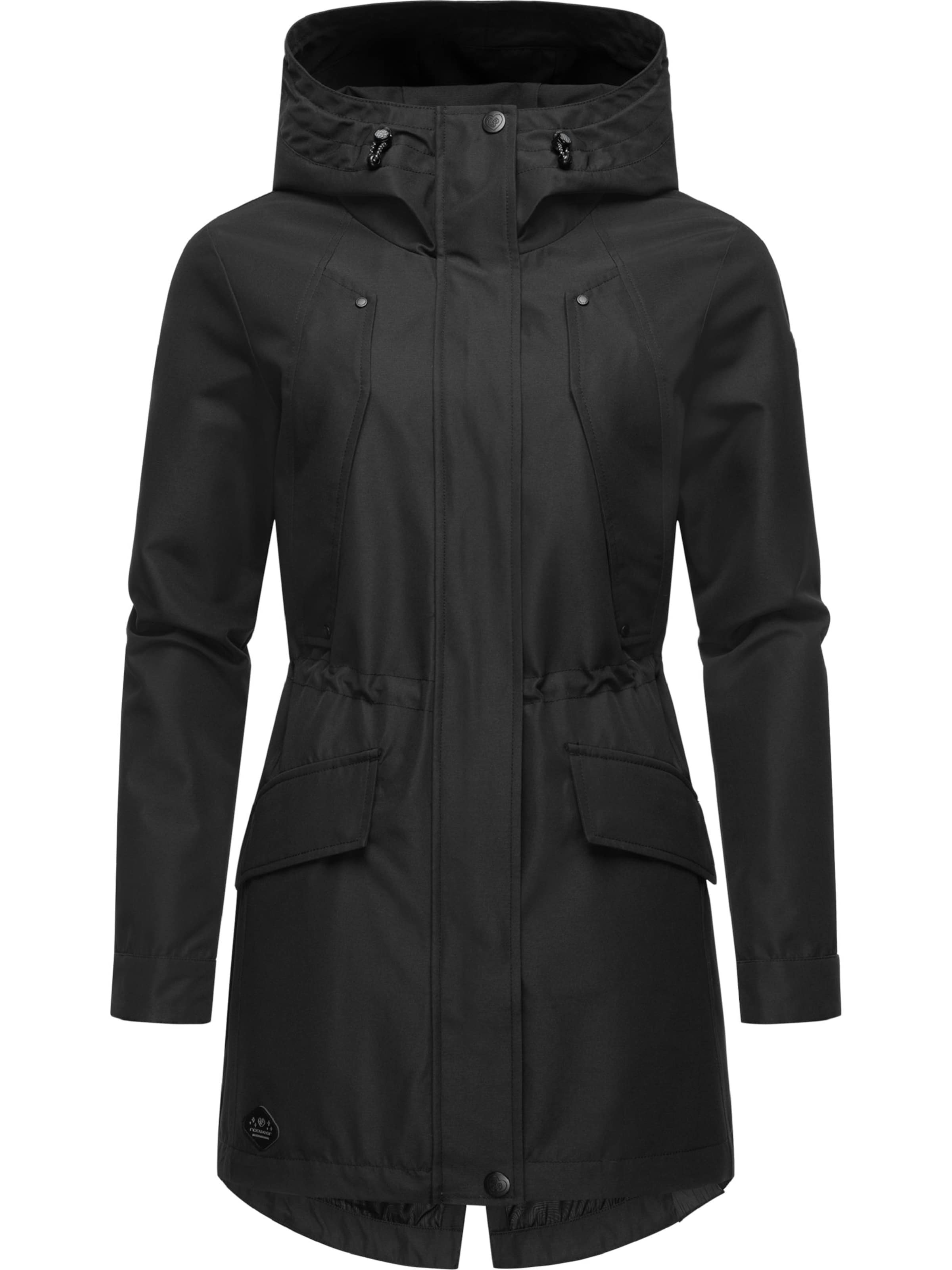 RagwearTehnički kaput 'Begonia' - crna boja: prednji dio
