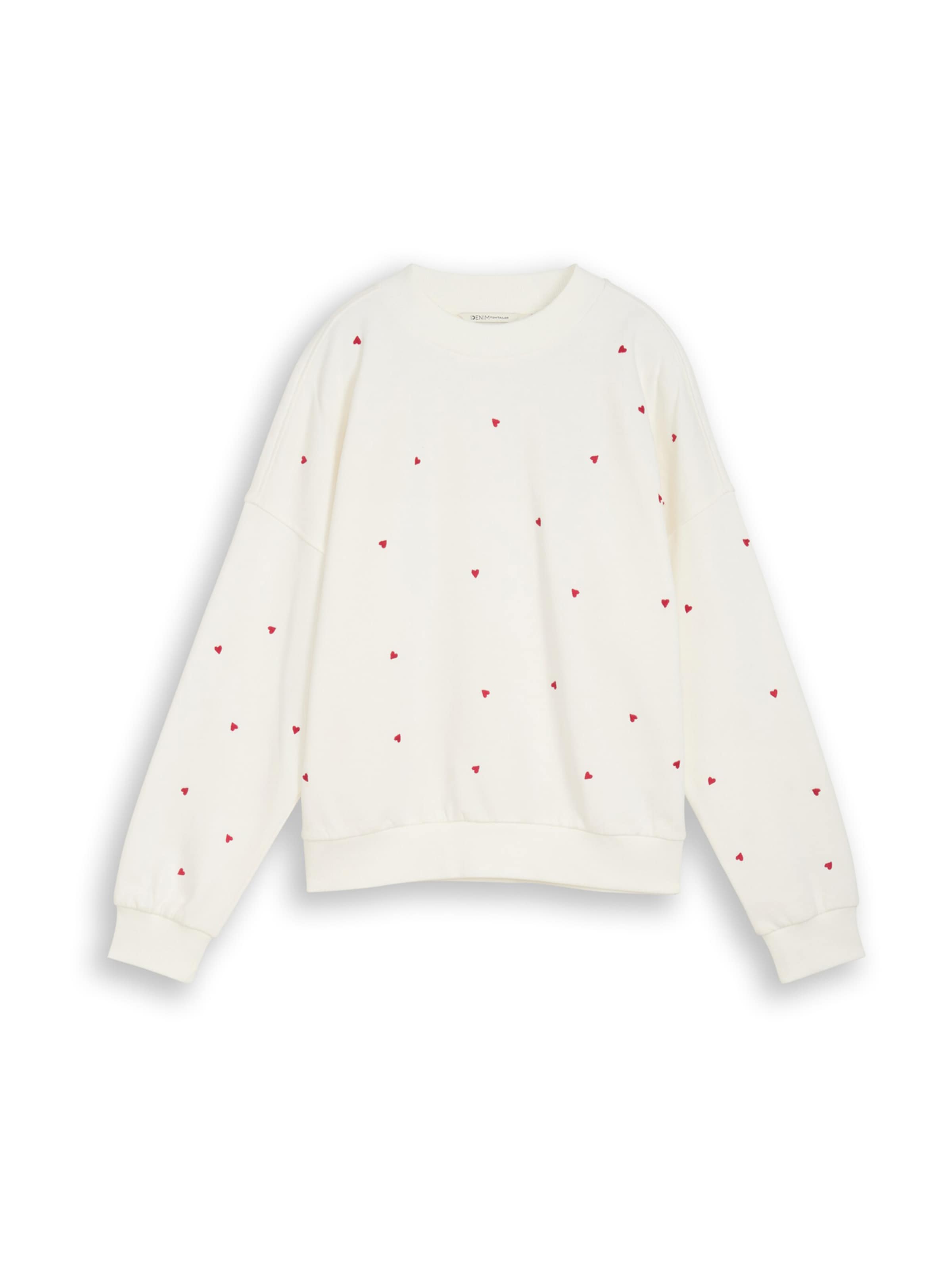 Sweat-shirt TOM TAILOR DENIM en blanc : devant