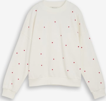 Sweat-shirt TOM TAILOR DENIM en blanc : devant
