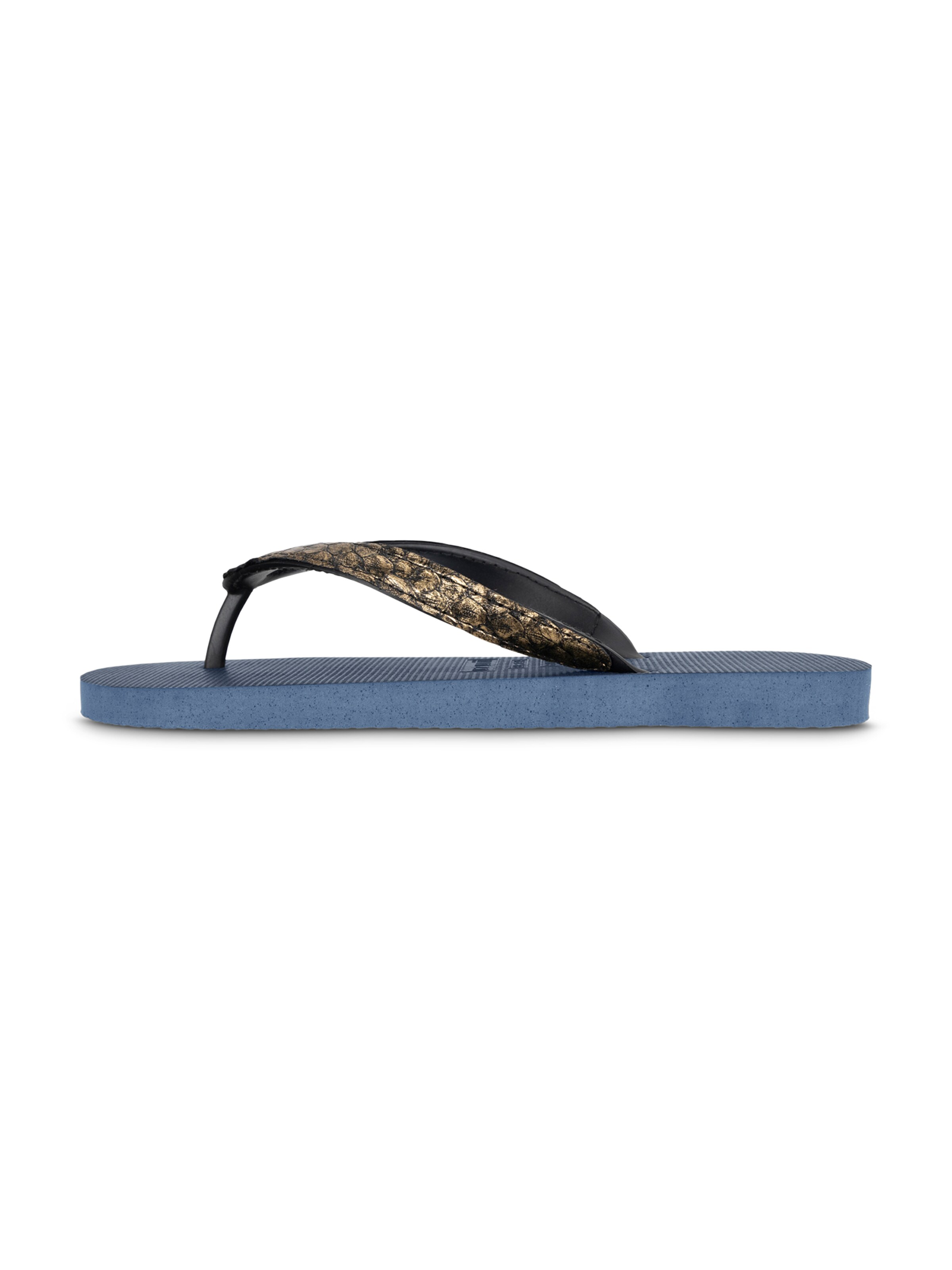 Uzurii Luxury Footwear T-Bar Sandals 'Python' in Blue: front