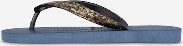 Uzurii Luxury Footwear T-Bar Sandals 'Python' in Blue: front