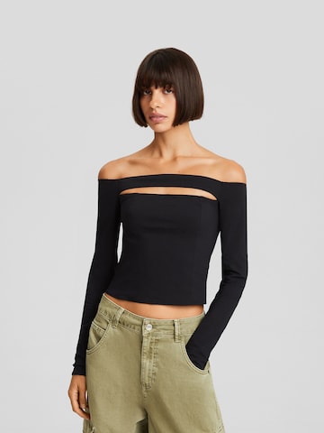 Bershka Shirt in Zwart: voorkant