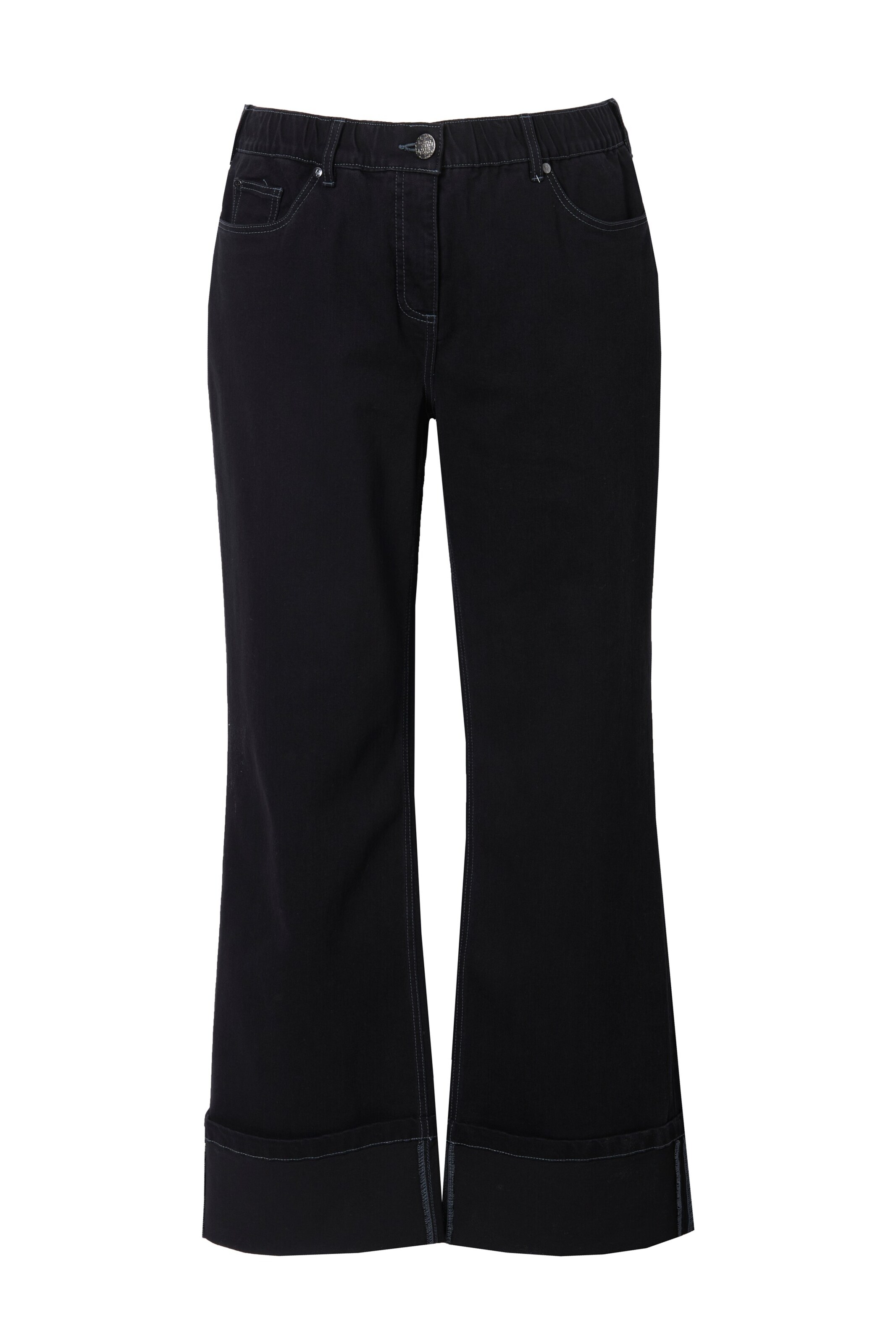 Ulla Popken Wide leg Jeans in Zwart: voorkant