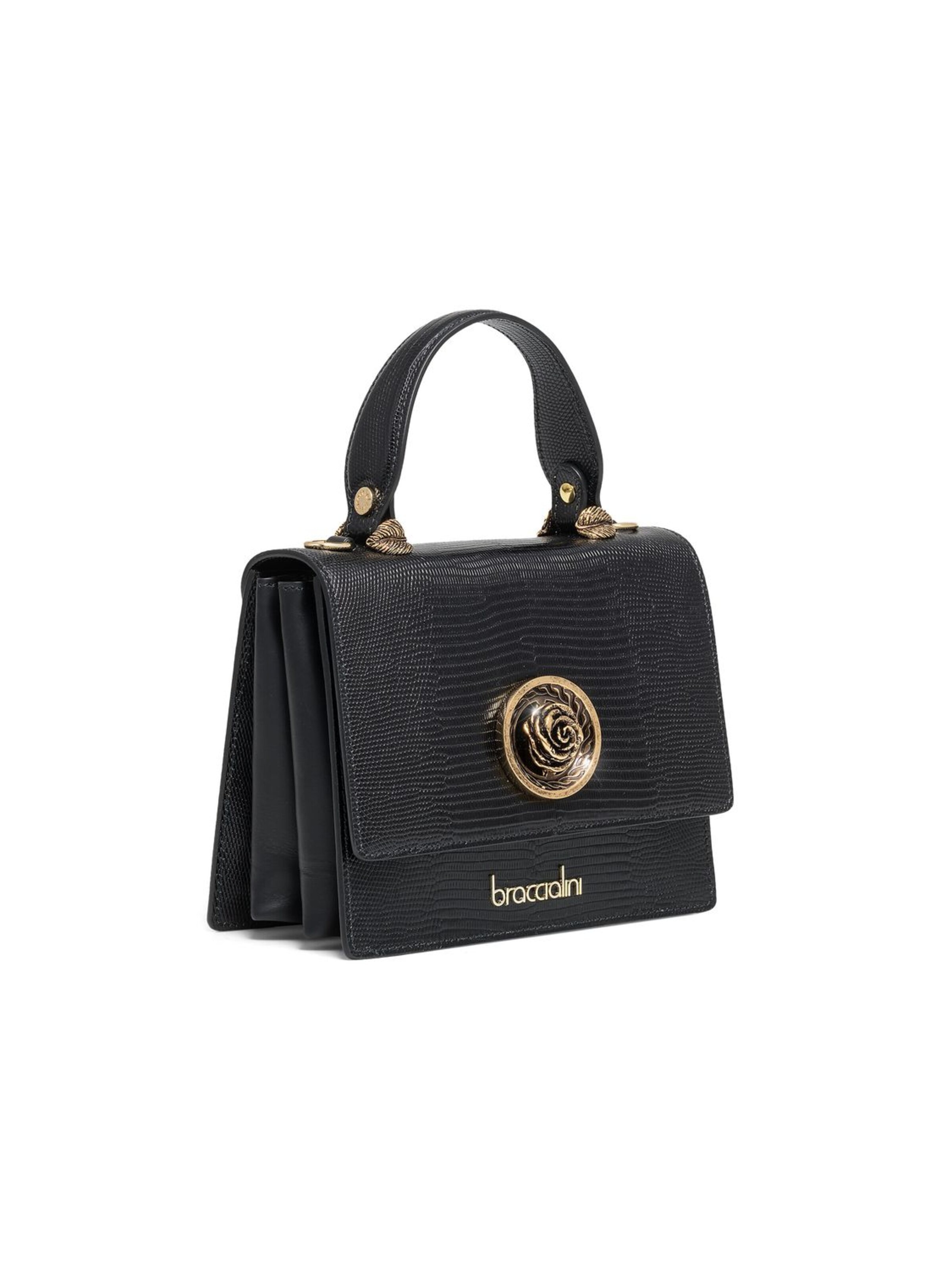 Braccialini - Bolso de mano 'Audrey Lyzard Rosa' en negro