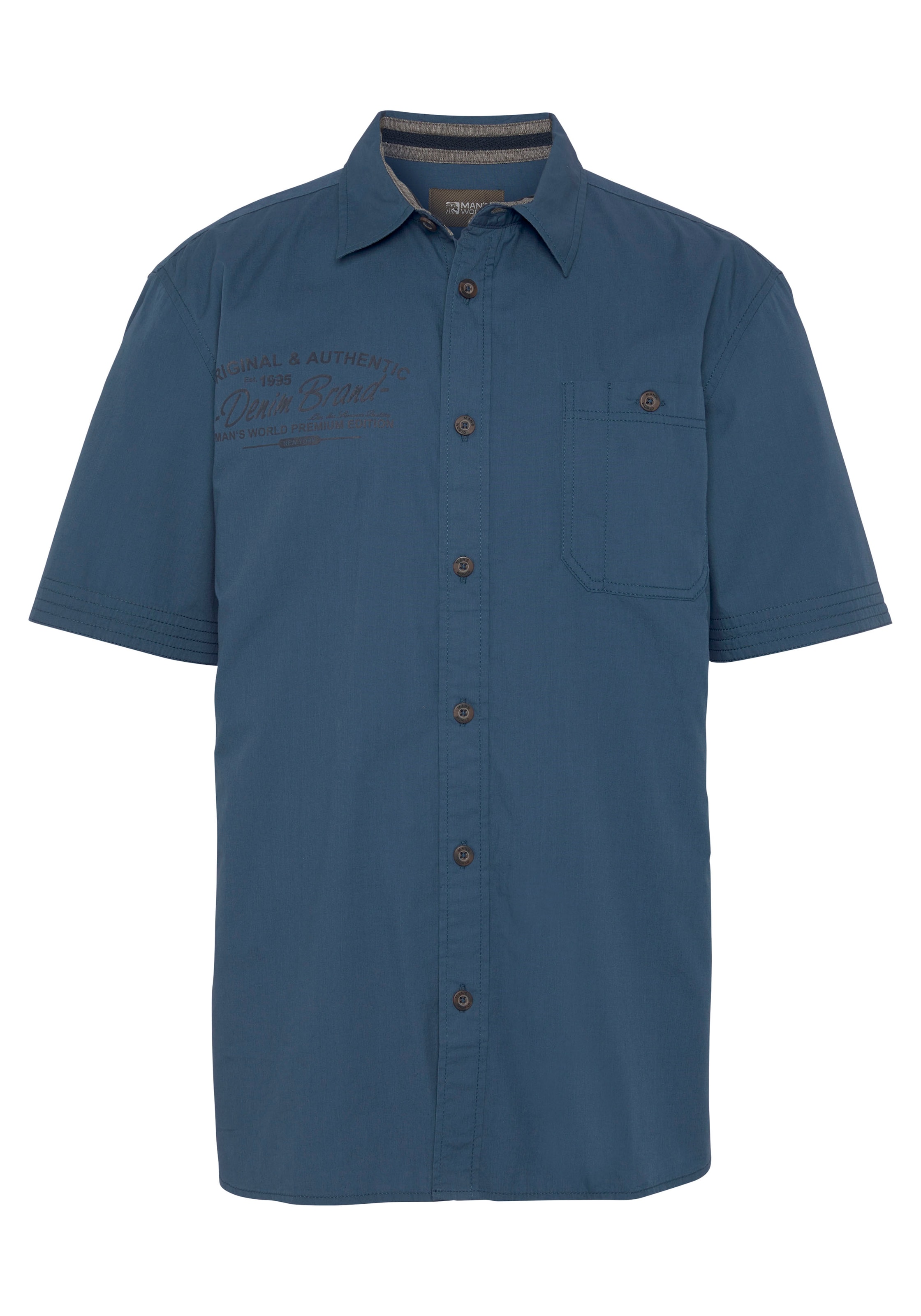 Man's World Regular Fit Hemd in Blau: Vorderseite