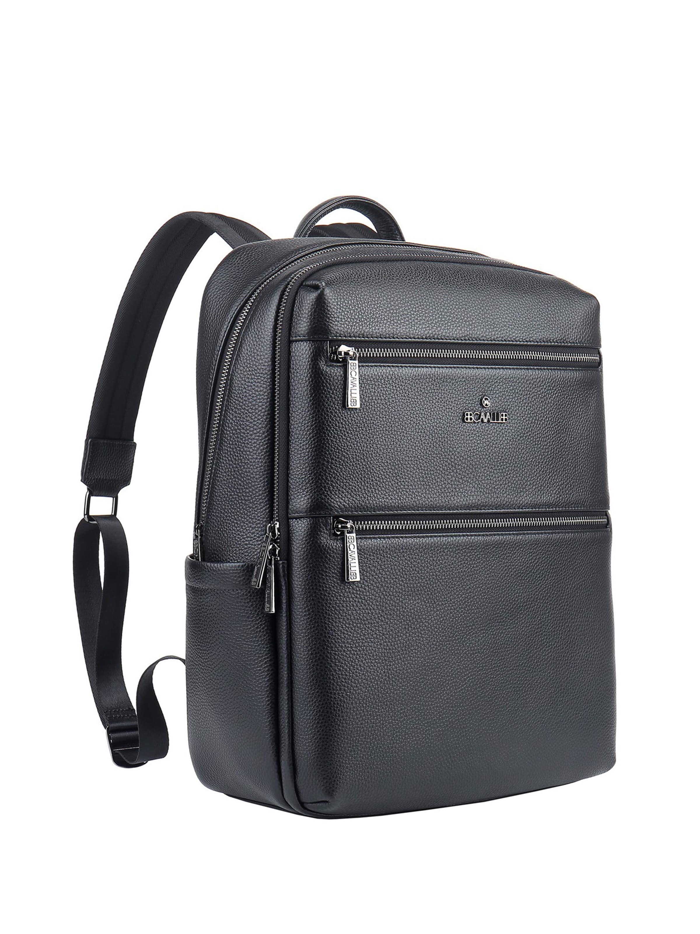 Zaino 'Zaino B Cavalli Vera Pelle Unisex 42x30x13 cm Chiusura Zip' di B. Cavalli in nero