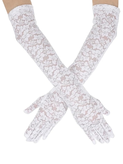 Dirndline Fingerhandschuhe 'Spitzenhandschuhe, lang' in weiß, Produktansicht