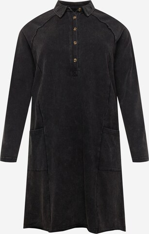 Zizzi Skjortklänning 'BRIEL' i svart: framsida