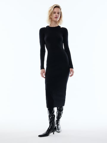 EDITED Gebreide jurk 'Yandra' in Zwart