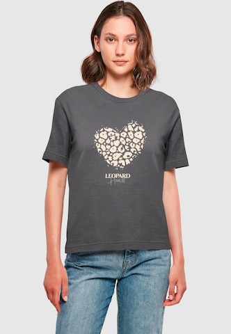 Merchcode Shirt 'Leopard Heart' in Grey: front